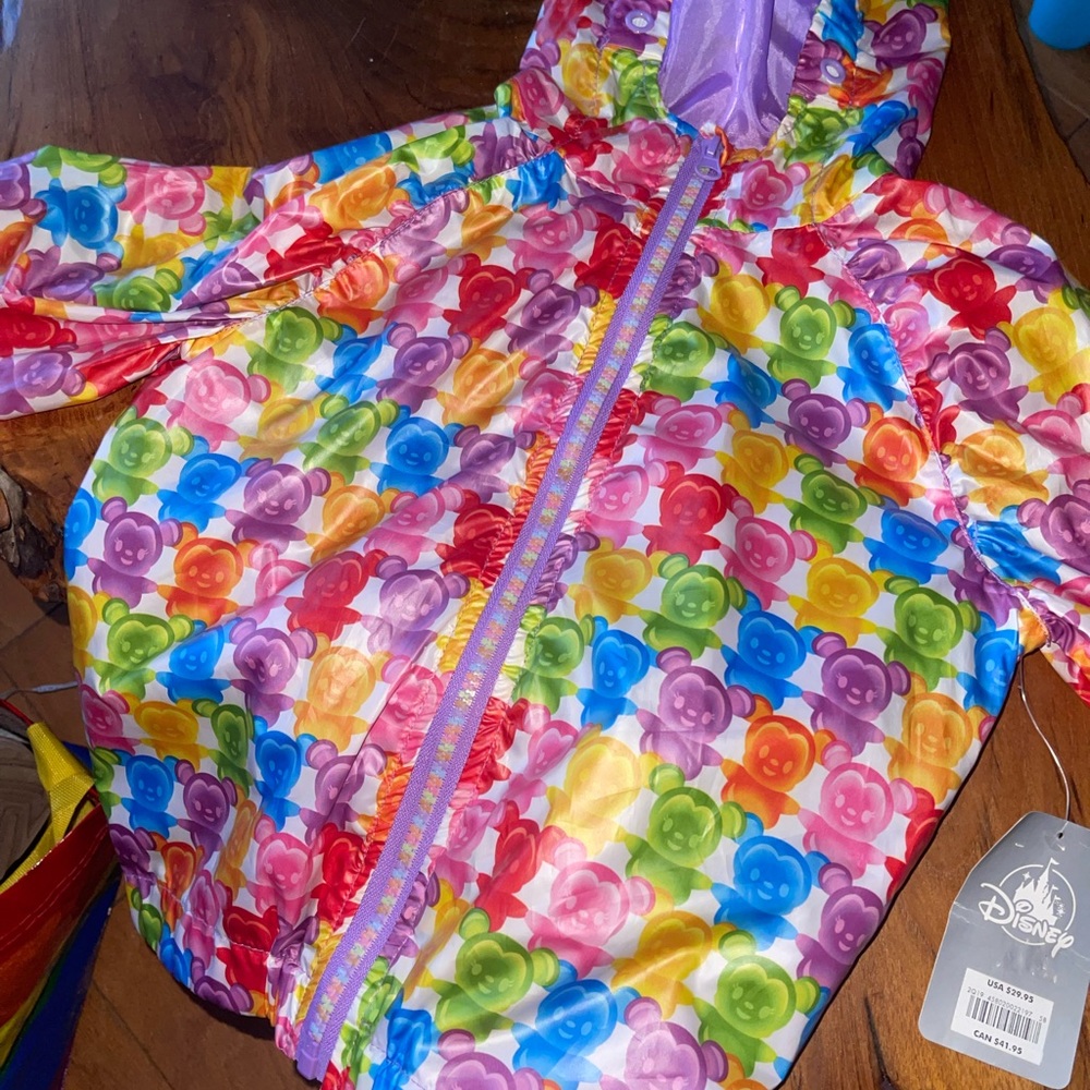 Rainbow gummy Mickey Mouse rainbow rain jacket